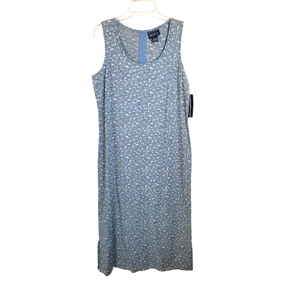 VTG NWT Blue J. Denim Cottage Prairie‎ Maxi Dress Floral Sleeveless Size Medium